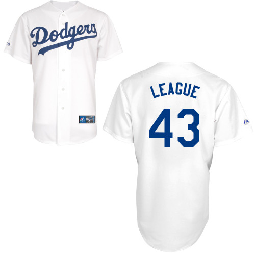Brandon League #43 MLB Jersey-L A Dodgers Men's Authentic Home White Baseball Jersey